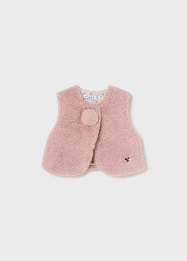 Mayoral baby girl pink fur gilet