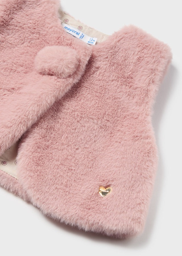 Mayoral baby girl pink fur gilet