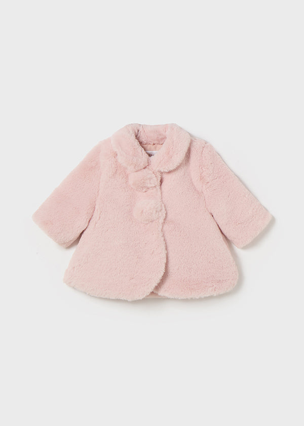 Mayoral baby girl pink fur coat