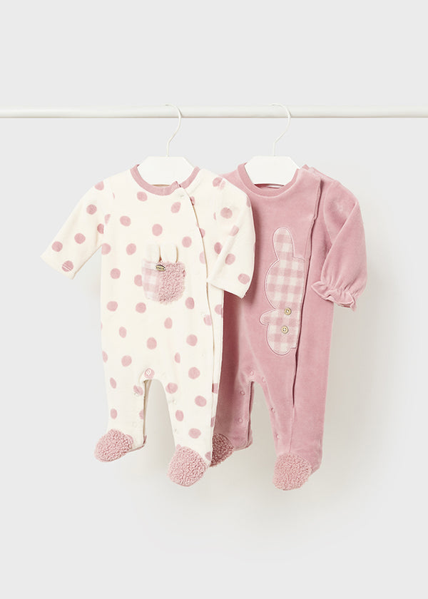 Mayoral baby girl pink spot velour romper