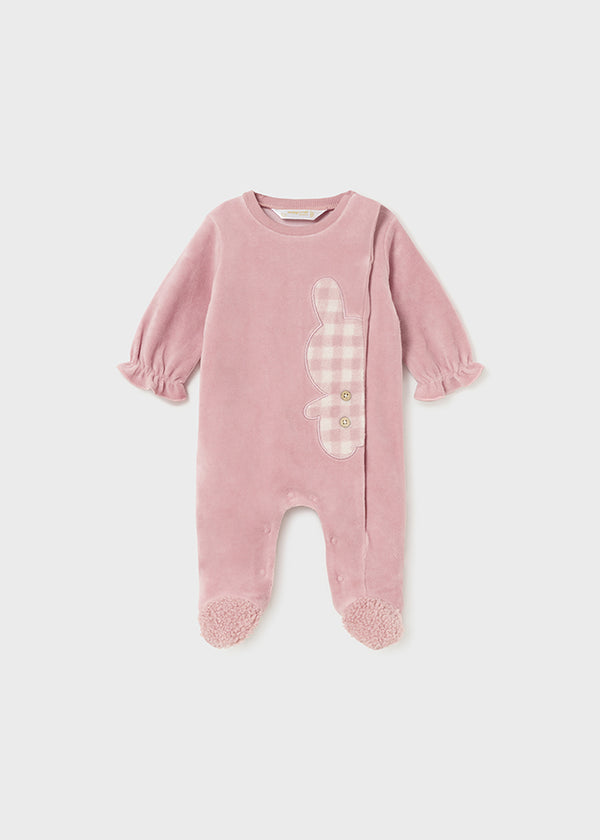 Mayoral baby girl pink spot velour romper