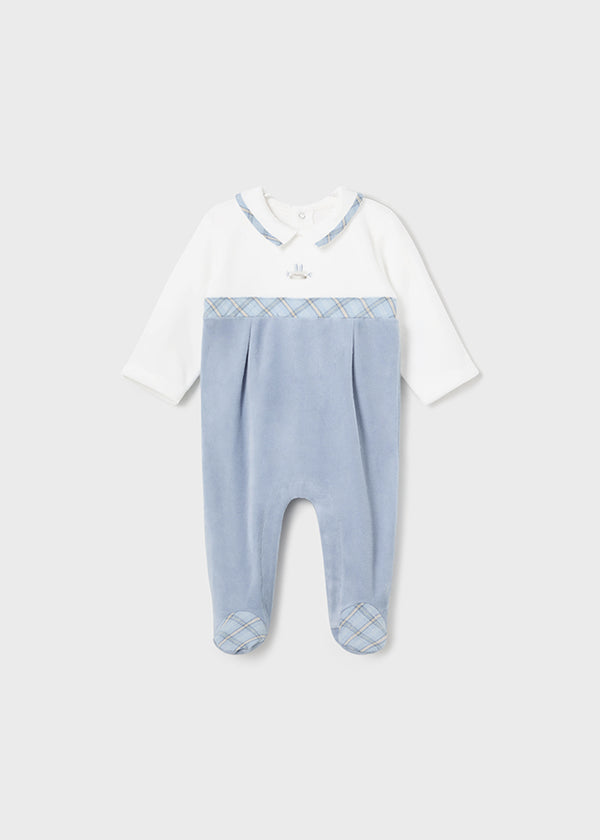 Mayoral Baby Boy blue velour Onsie