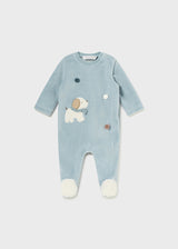 Mayoral Baby Boy blue velour romper