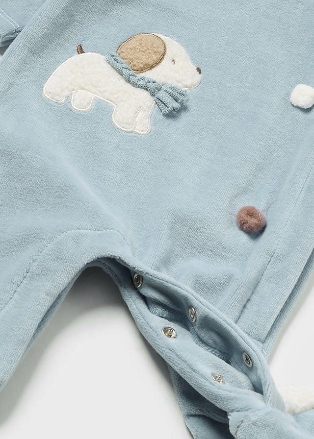 Mayoral Baby Boy blue velour romper