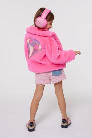 Billieblush Girls Neon Pink Fur Jacket